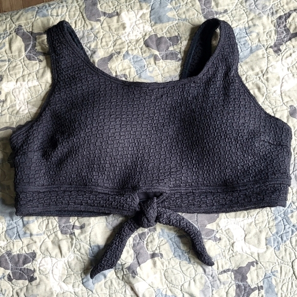 Textured Knotted Bralette Padded Swim Bikini Top - Picture 1 of 6